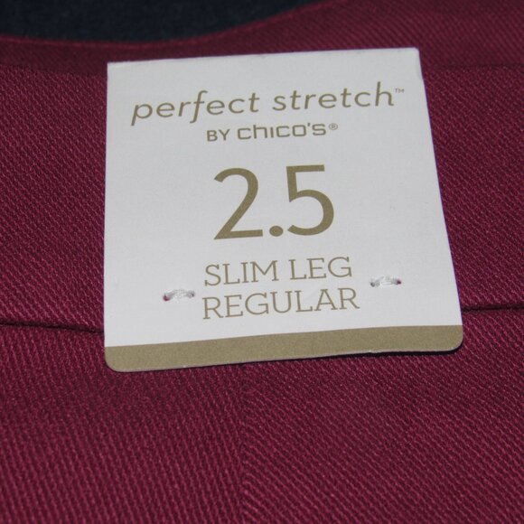 NWT CHICO’s Slim Leg Regular Perfect Stretch Maroon Pants Size 2.5 (US Size 14) - Picture 5 of 7